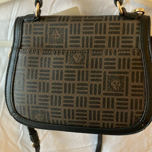 Anne Klein: Horsebit Flap satchel handbag- brown/black - Picture 8 of 9
